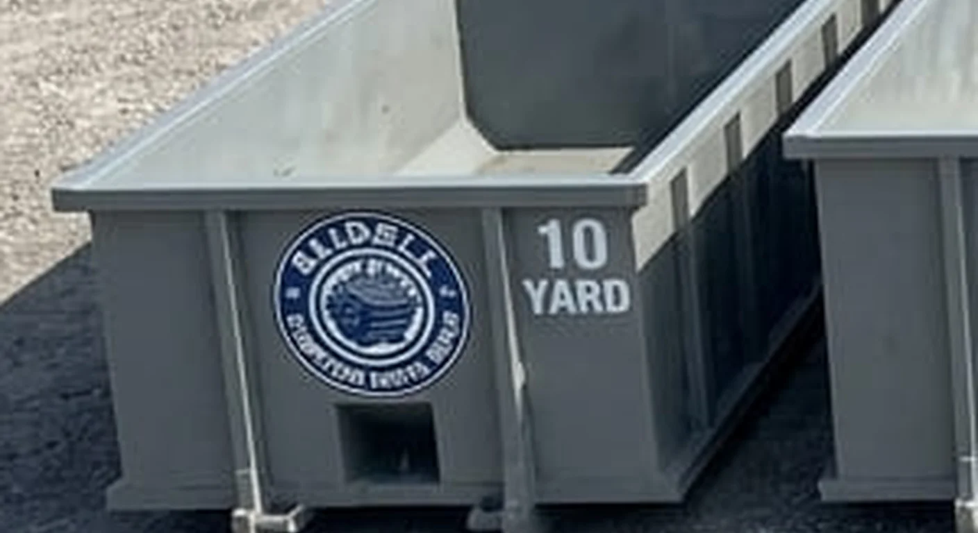 A Slidell Dumpster Rental Group 10 yard roll-off dumpster, part of a five-container size lineup with the size printed on the side