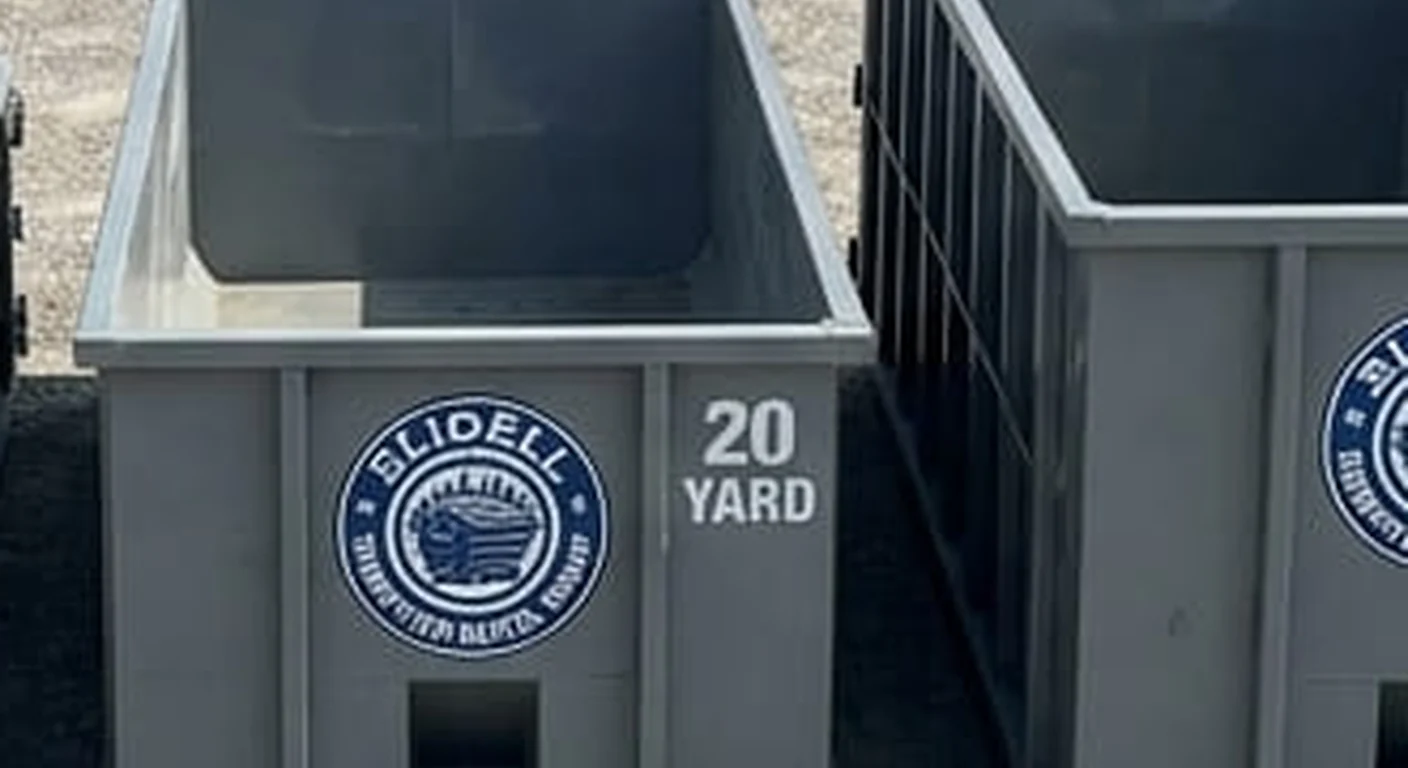 A Slidell Dumpster Rental Group 20 yard roll-off dumpster, part of a five-container size lineup with the size printed on the side